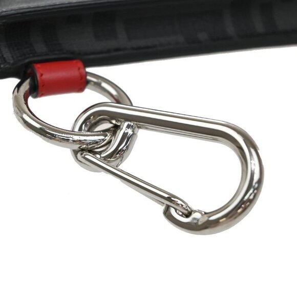 FENDI Logo Zucca Pattern Bag Charm Belt Pouch PVC Leather Black Italy 33KA976 - Picture 9 of 13